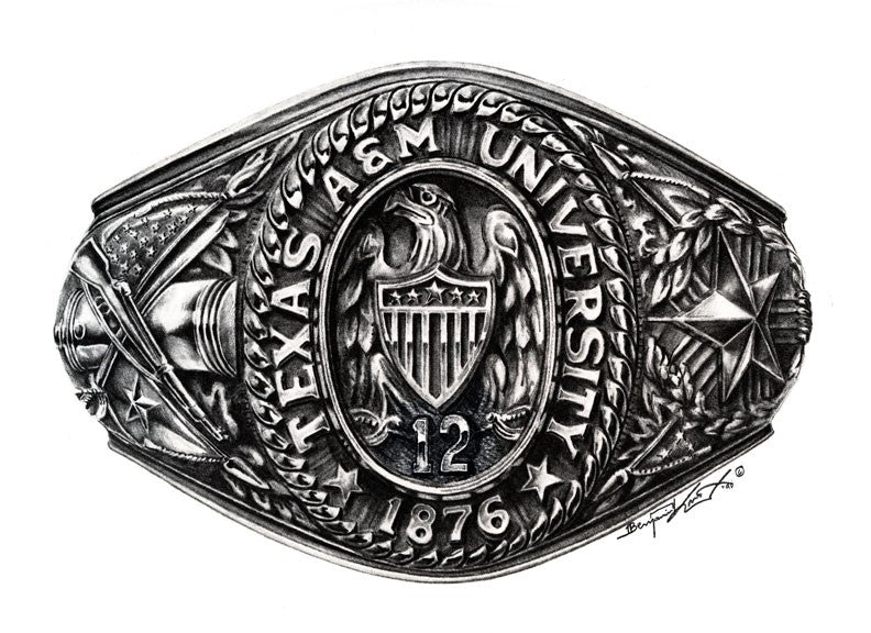 Texas A&M University/College Ring Before 1999 - Print - Benjamin Knox Fine Art Gallery
