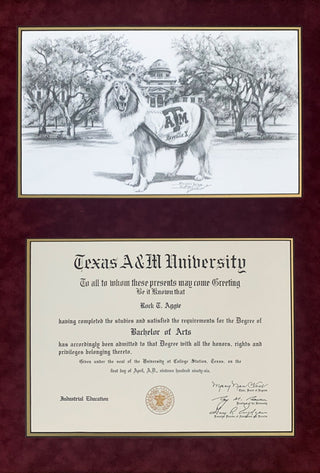 Diploma with Reveille & the Academic Building Print (LIVEARf)