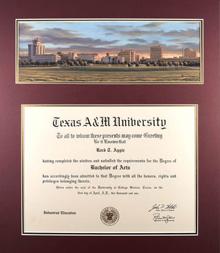 Diploma with Sunset Over Aggieland (LIVEARf)