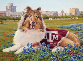 Reveille in Bluebonnets - Texas A&M University - Print - Benjamin Knox Fine Art Gallery