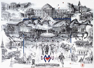SMU Campus Collage - Southern Methodist University - Print - Benjamin Knox Fine Art Gallery