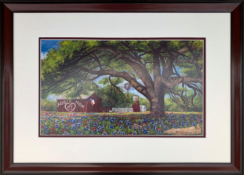 Aggie Mom Barn- Framed 2MS