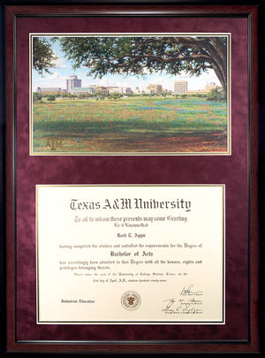 Diploma with Texas A&M Campus View