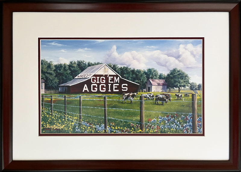 Gig 'Em Aggies Barn- Framed 2MS
