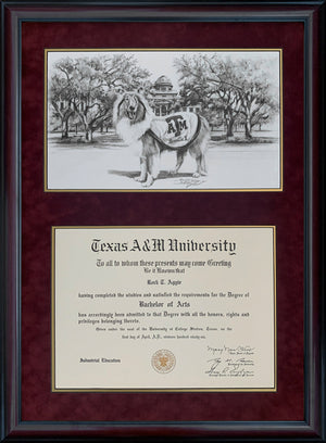 Diploma with Reveille & the Academic Building Print