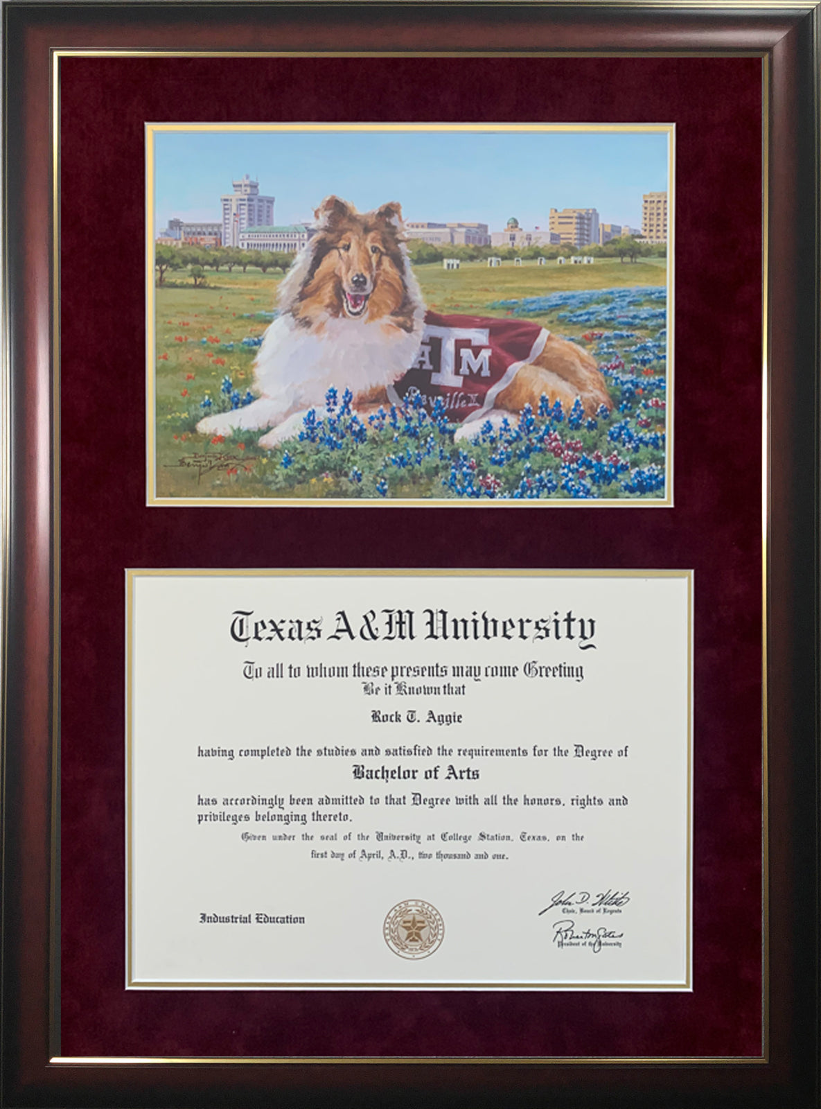 Diploma with Reveille in Bluebonnets Print