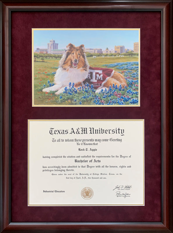 Diploma with Reveille in Bluebonnets Print