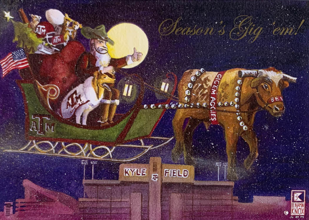 Season's Gig 'em Art Card