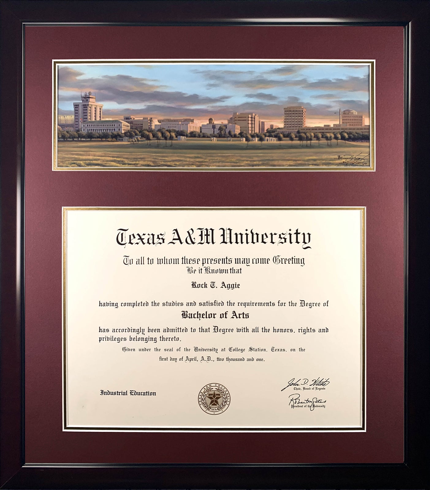 Diploma with Sunset Over Aggieland