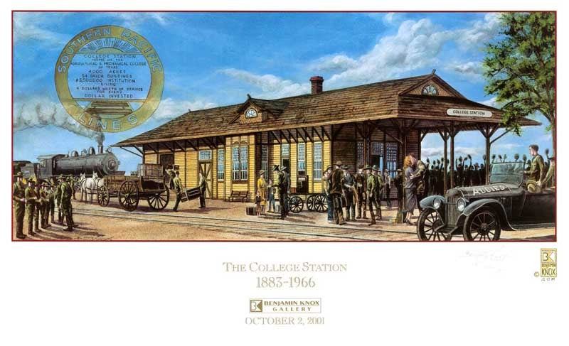 College Station Depot 1900 - Print - Benjamin Knox Fine Art Gallery