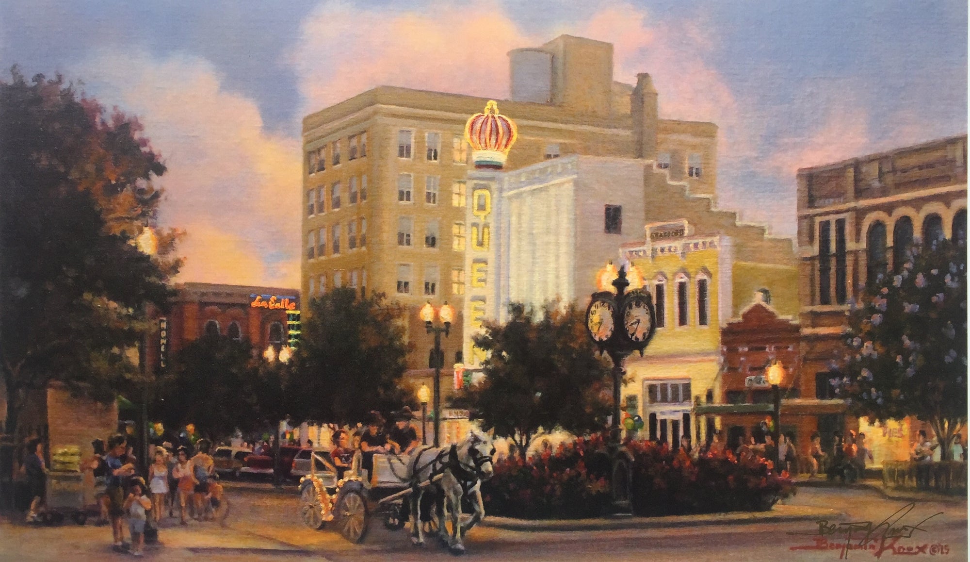 First Friday in Downtown Bryan - Print - Benjamin Knox Fine Art Gallery