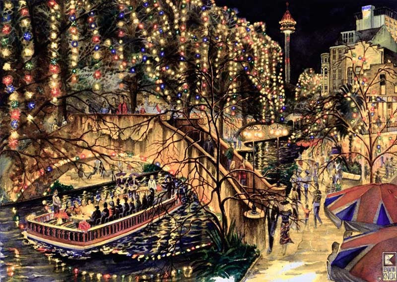 Dinner on the Riverwalk - Print - Benjamin Knox Fine Art Gallery